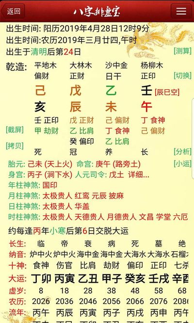 八字排盘看子女运